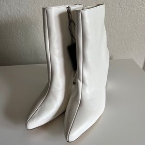 Faux leather pointed toe booties